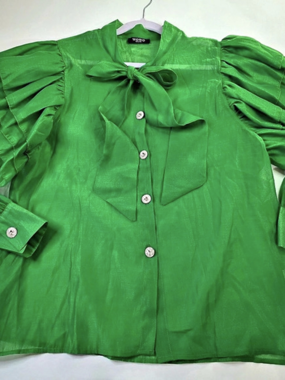 WOWO Green Ruffle Sleeve Blouse-Size XL